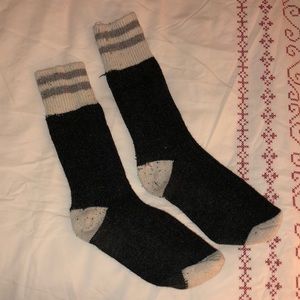 🌸 Wool Blend Ribbed Mid Calf Dark Gray, White and Gray Socks